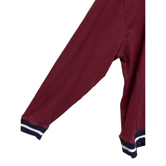 NEW! Tommy Hilfiger Ribbed Pull Over Lounge Hoodie Cabernet Red Men's Large - Picture 3 of 11